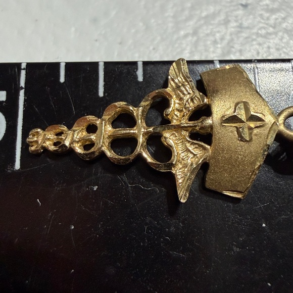 14K Gold Caduceus Medical Pendant 1" .9 Grams - Picture 6 of 8